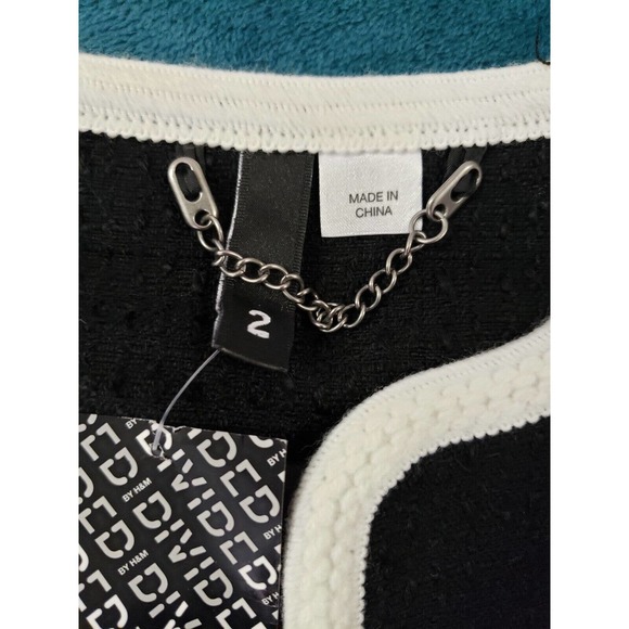 H&M Womens Black Long Sleeve Cardigan Sweater Size 2 Ladies Zipped Pockets NWT - Picture 3 of 8